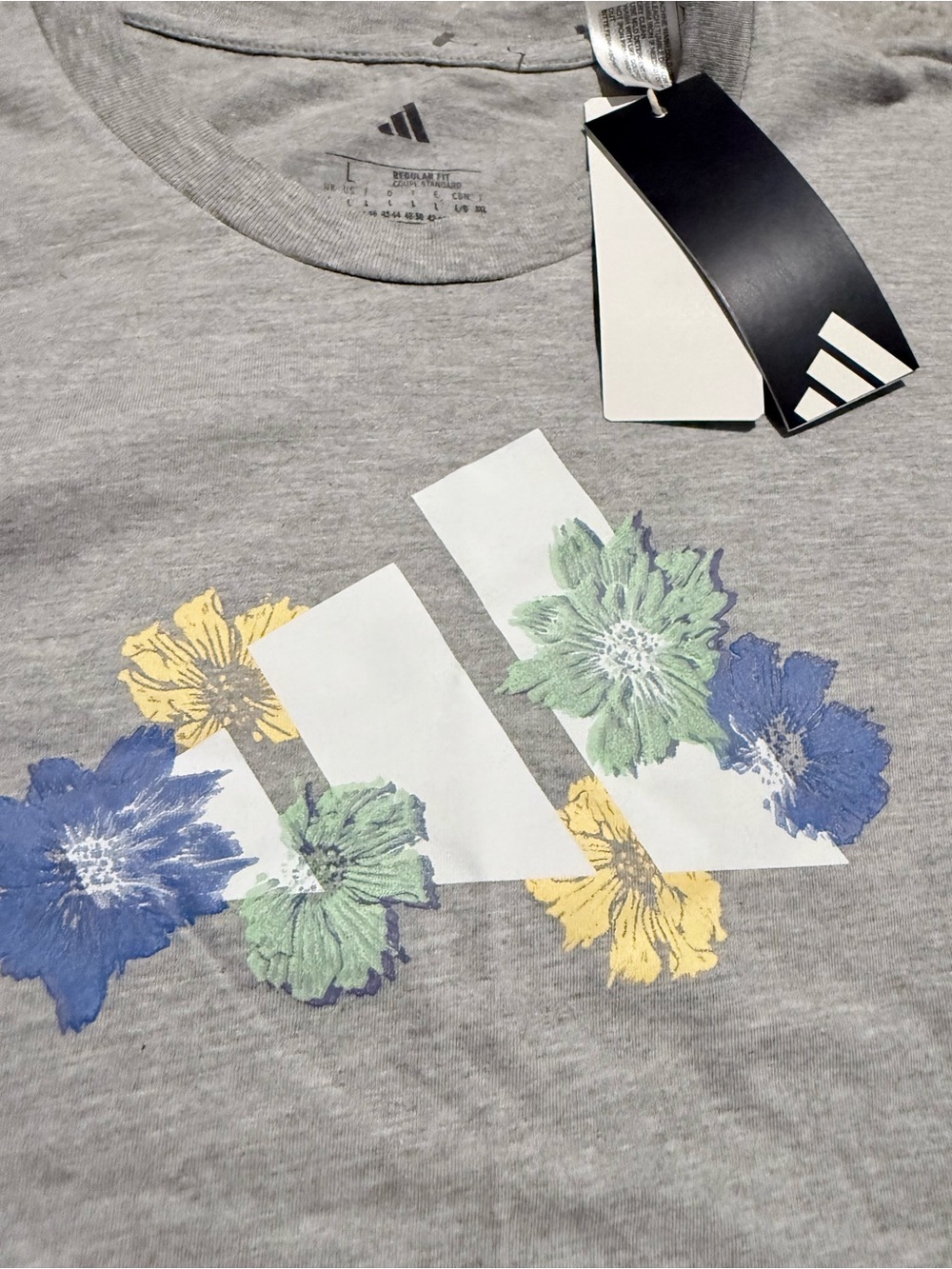 adidas Heather Gray Tee with Subtle Dark Logo